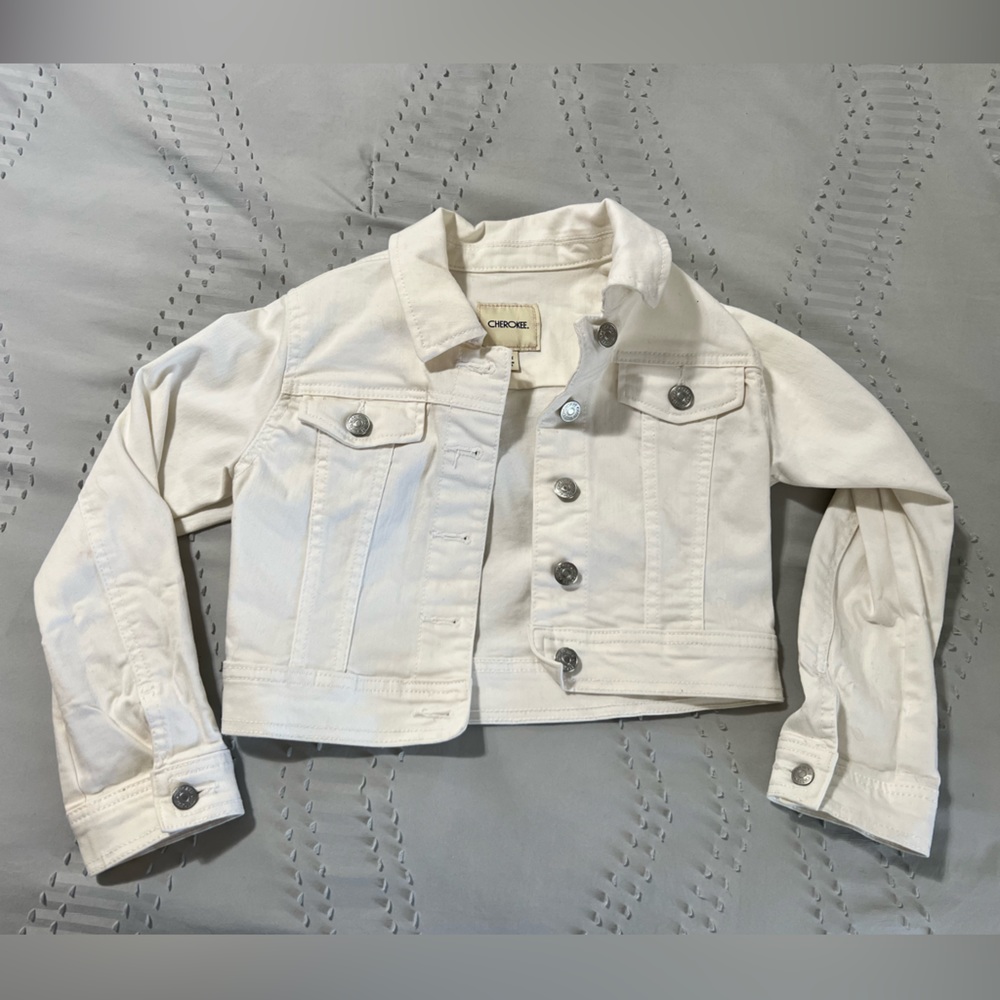 Girls white denim crop jacket